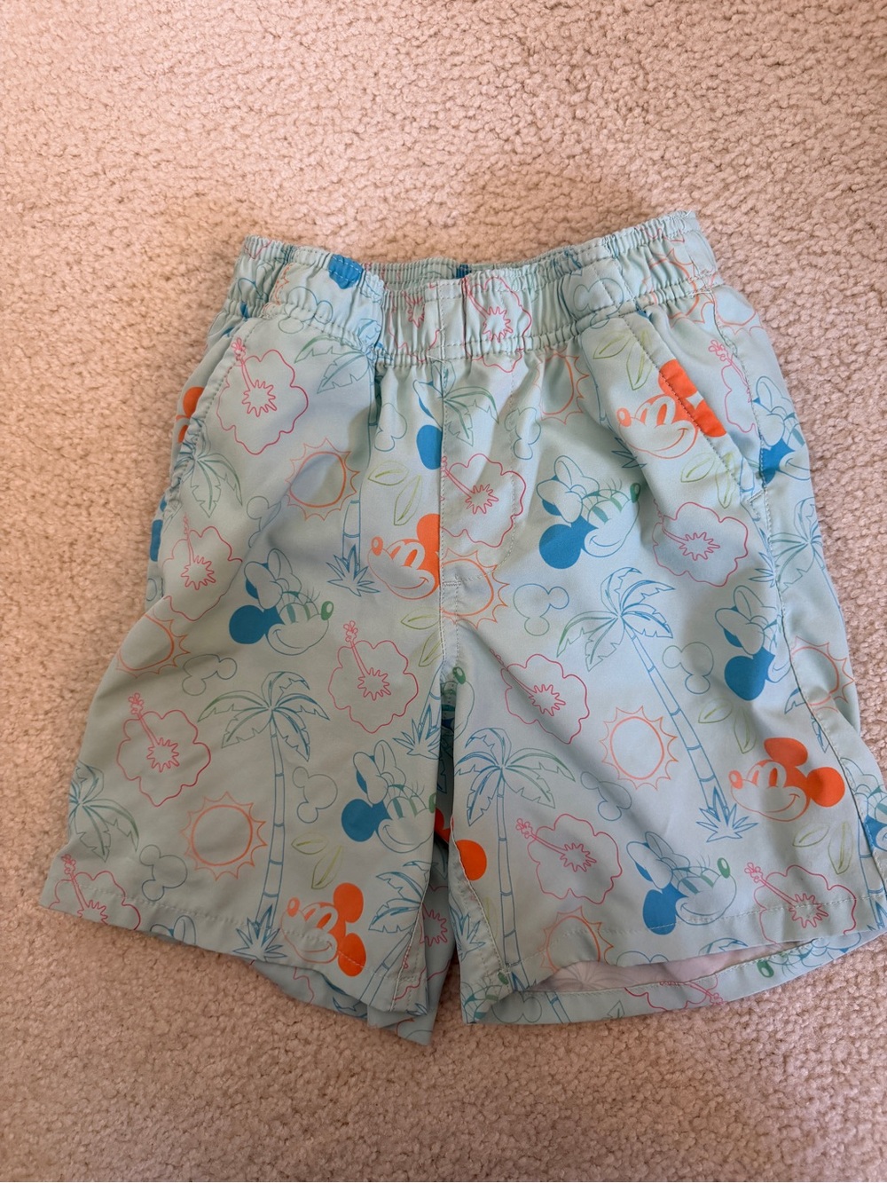 Disney Parks Mickey & Minnie Boys Swim Trunks Size 5/6 Tropical Print